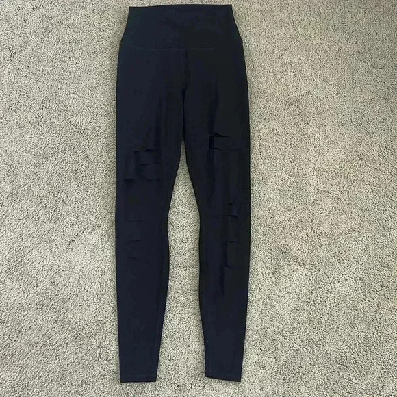 ALO Ripped Warrior Leggings Small Black - Picture 2 of 6